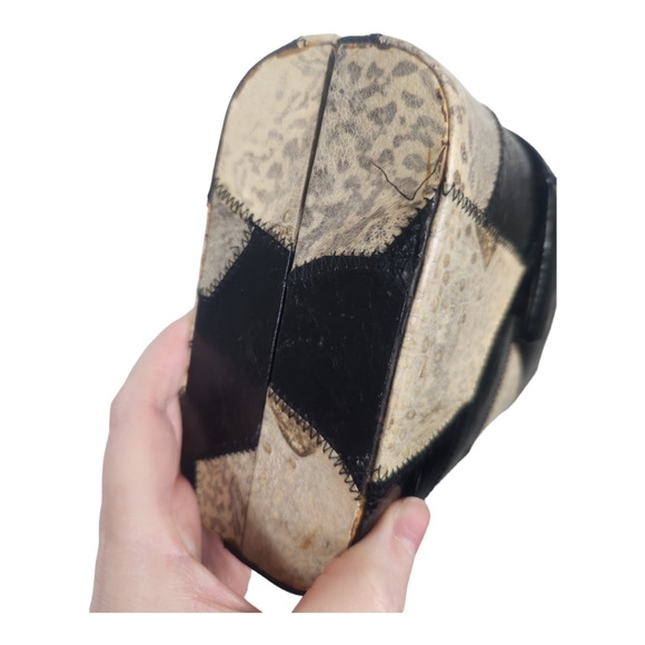 Vintage Genuine Frogskin Leather Hardshell Patchwork Shoulder Bag Purse - Picture 2 of 10